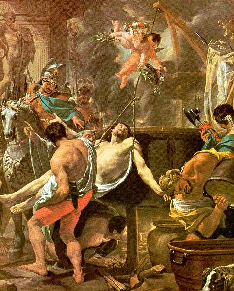 Brun, Charles Le The Martyrdom of St. John the Evangelist at the Porta Latina France oil painting art